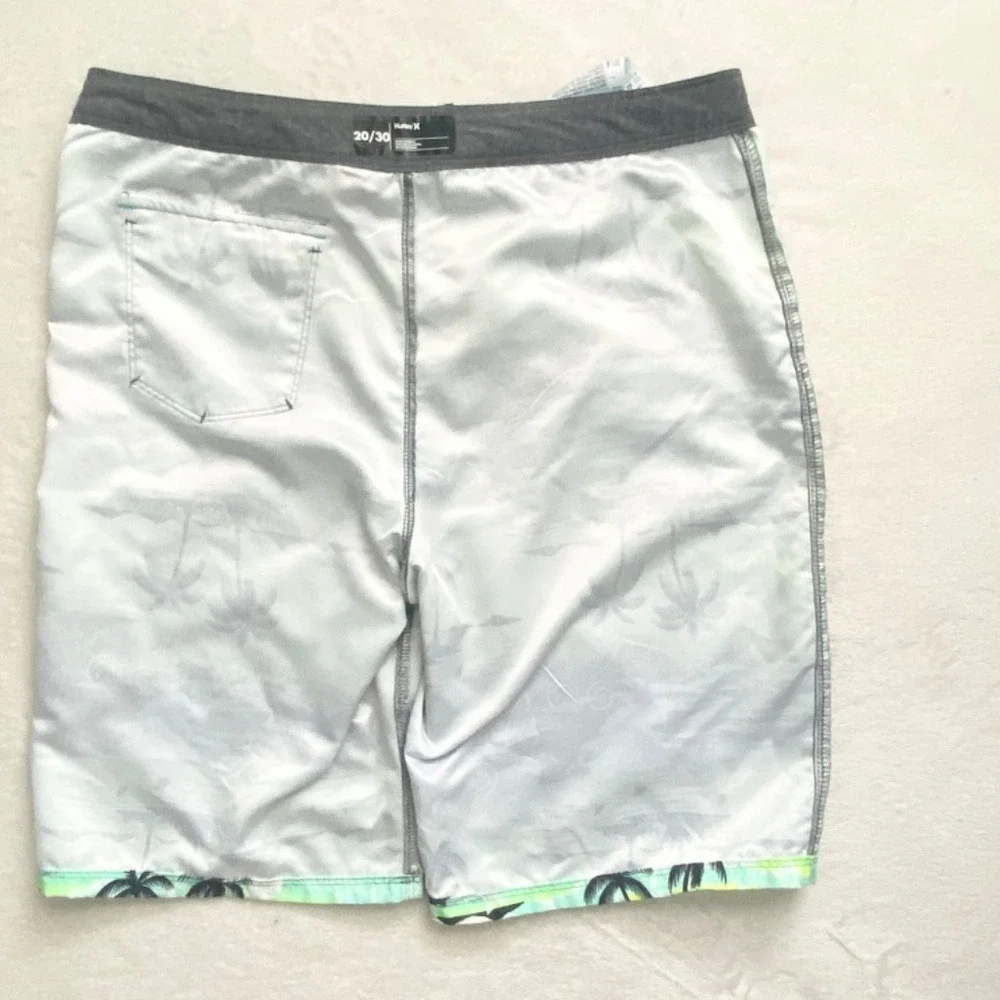 Hurley Tropical Palm Shark Print Board Shorts‎ Boys 20/30 Blue Green